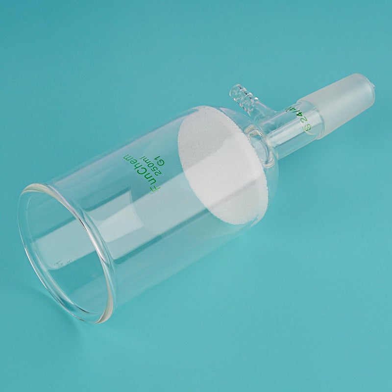 FunChem Filtering Buchner Funnel with Coarse Frit (G1), Borosilicate Glass Filtering Funnel with 24/40 Standard Taper Inner Joint and Vacuum Serrated Tubulation, 250 mL - Image 4